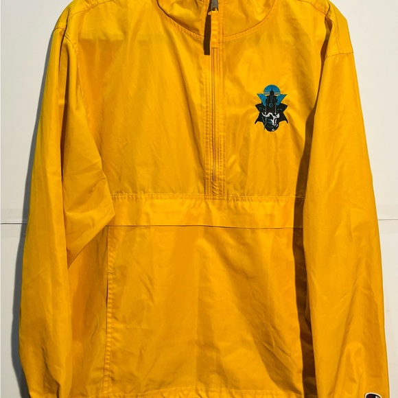 Champion Yellow Windbreaker Jacket Size S | Half-Zip Pullover | Embroidered Patc - Picture 1 of 6